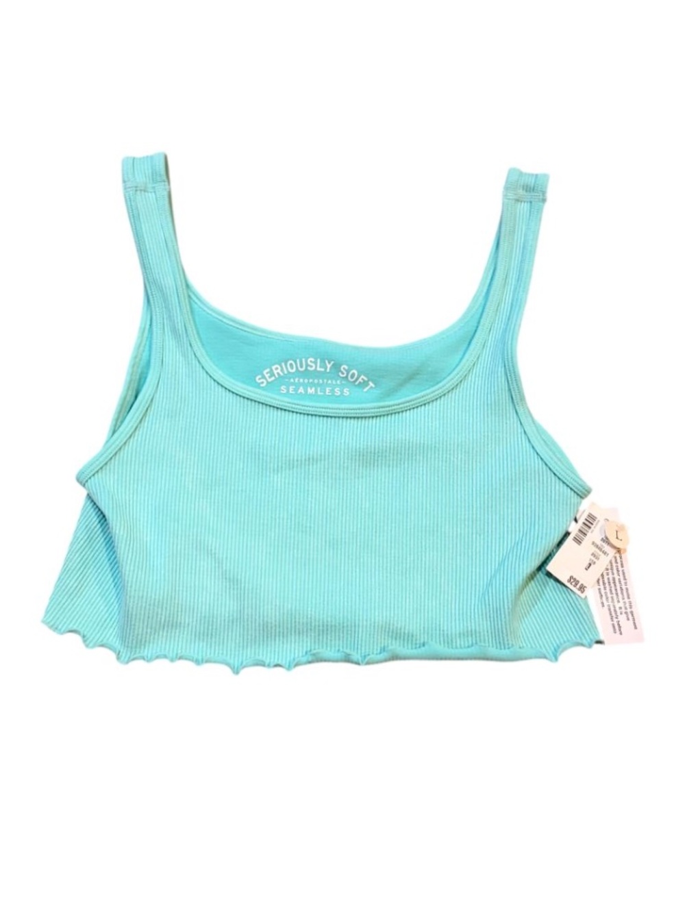 Turquoise Aeropostale Seriously Soft Seamless cropped ribbed tank top